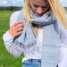 Silk/cotton mix scarf in blue